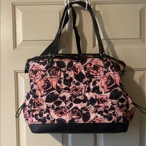 Betsey Johnson Floral Pink and Black Tote Bag